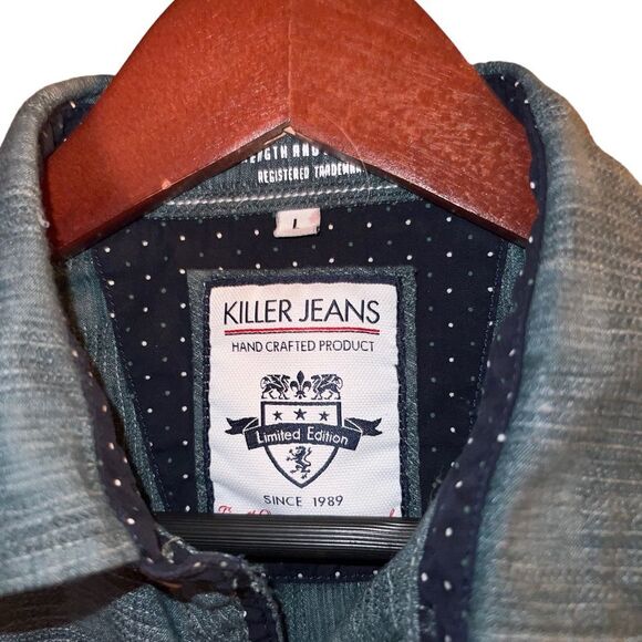 Killer Jeans long sleeved button front casual shirt in dark green size large - Picture 7 of 8
